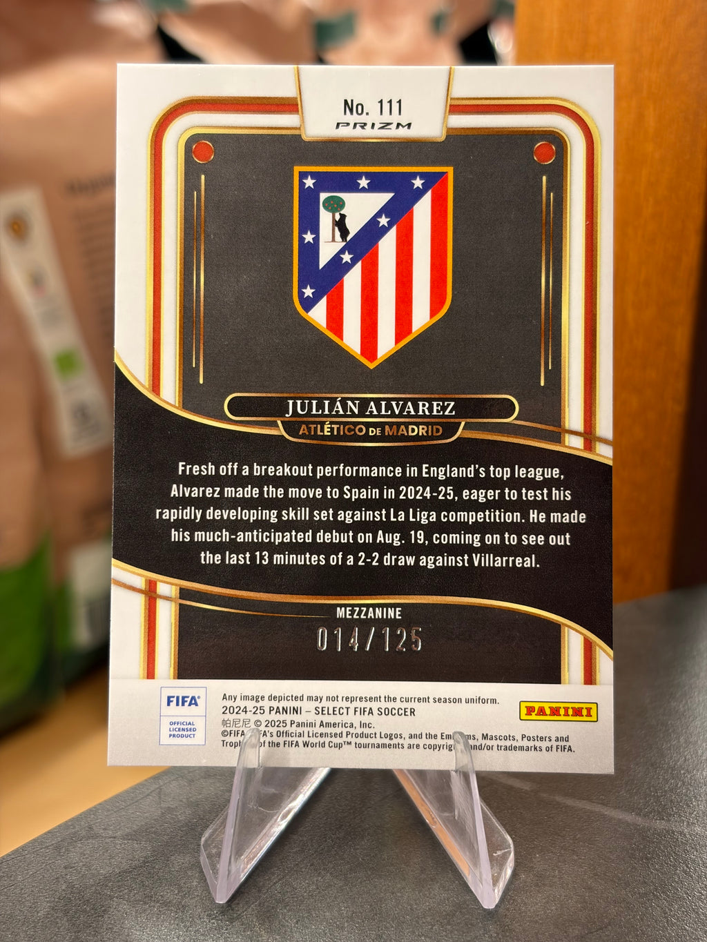 Julián Álvarez — Panini Select 2024-25 (No. 111), paralela Orange Ice 014/125