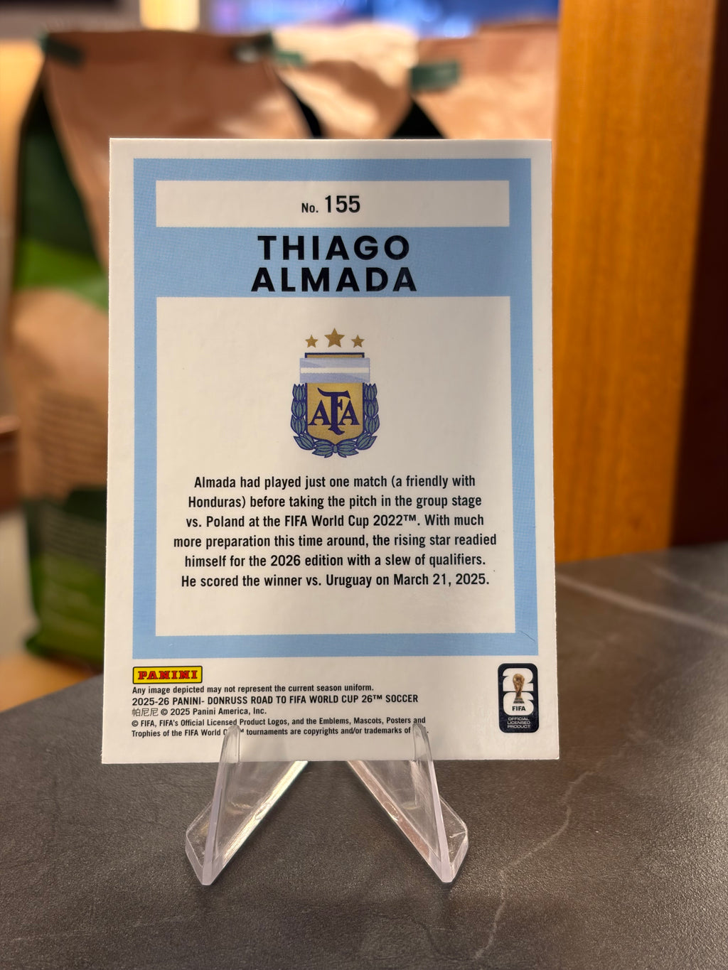 Thiago Almada — Panini Donruss Optic Road to FIFA World Cup 2026 (No. 155), base