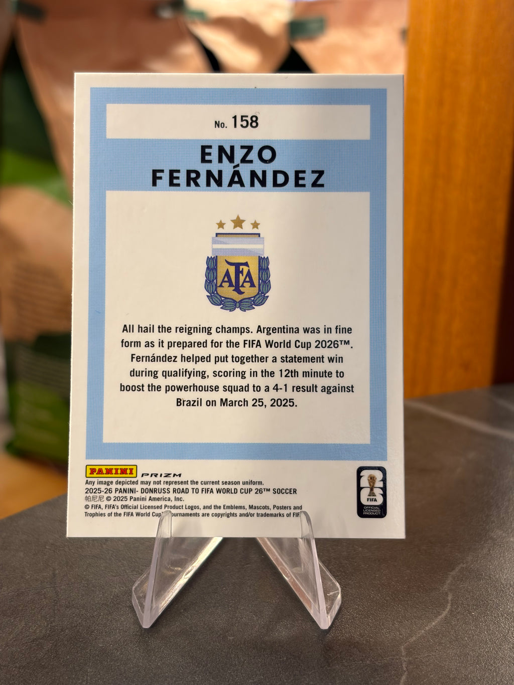 Enzo Fernández — Panini Donruss Optic Road to FIFA World Cup 2026 (No. 158), paralela Velocity