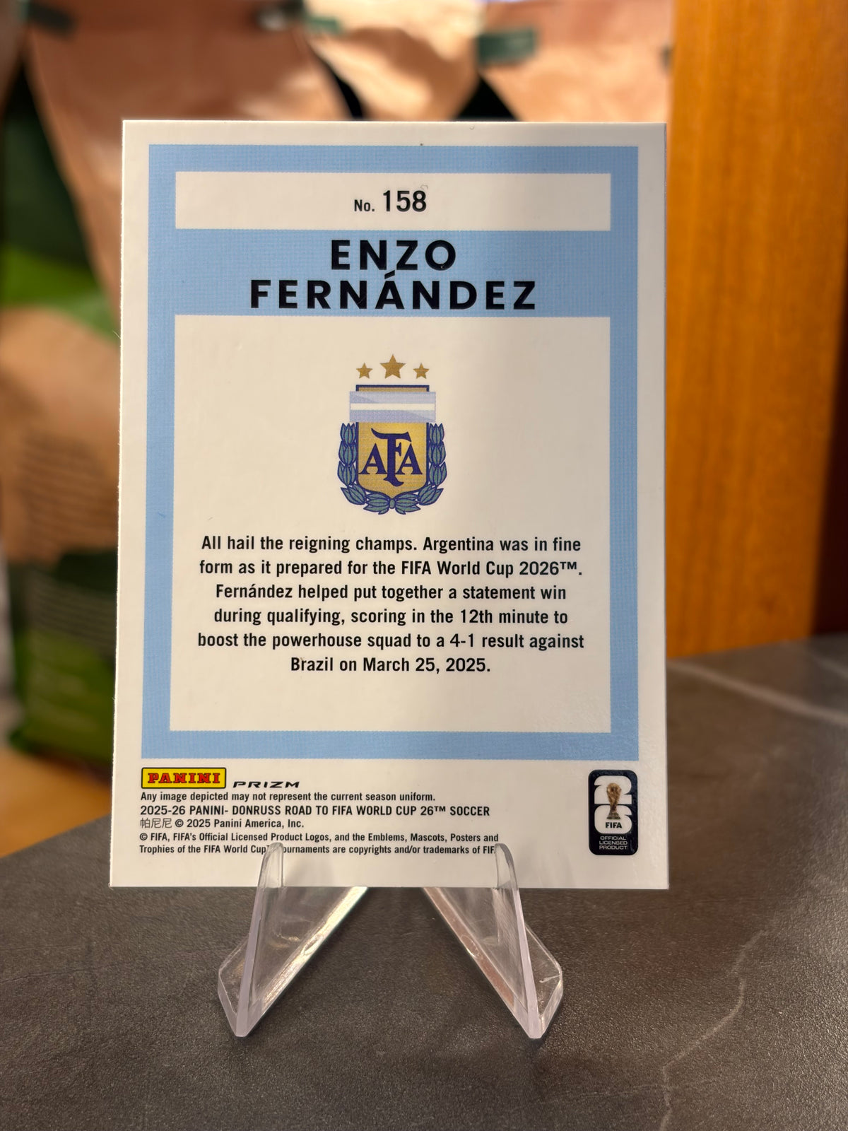 Enzo Fernández — Panini Donruss Optic Road to FIFA World Cup 2026 (No. 158), paralela Velocity