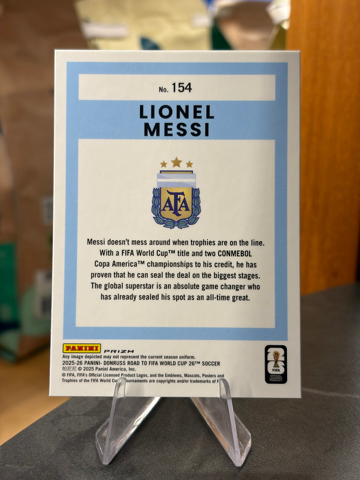 Lionel Messi — Panini Donruss Optic Road to FIFA World Cup 2026 (No. 154), paralela Velocity