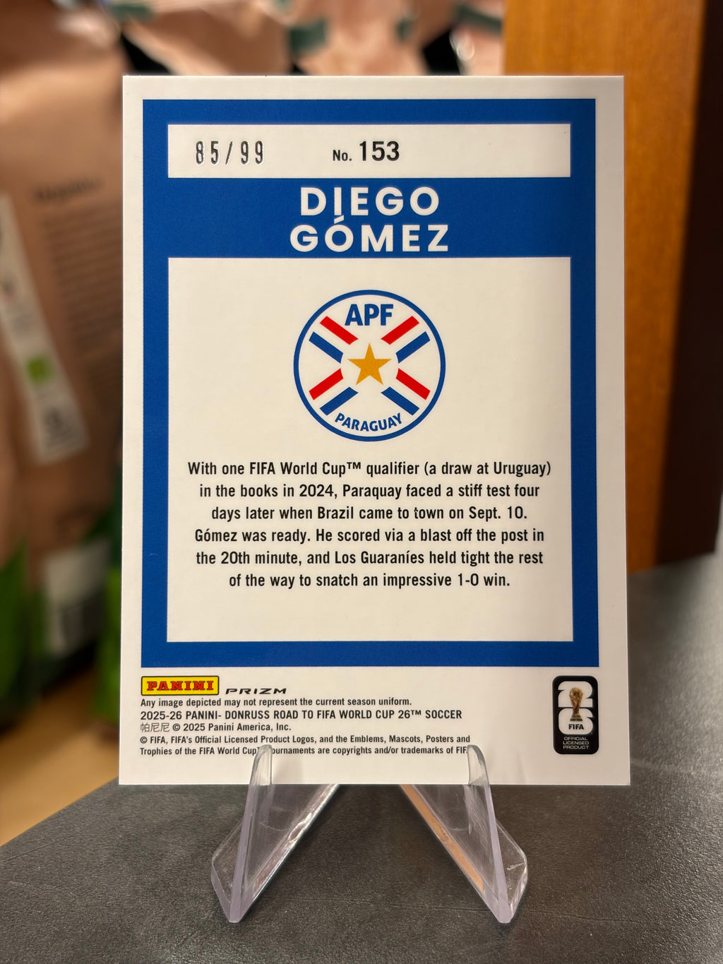 Diego Gómez — Panini Donruss Optic Road to FIFA World Cup 2026 (No. 153), paralela Pink Velocity 85/99