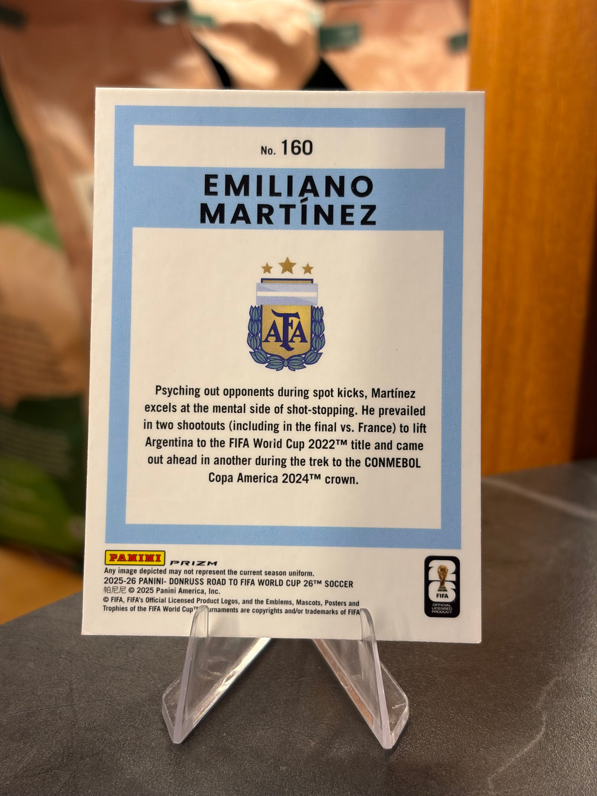 Emiliano Martínez — Panini Donruss Optic Road to FIFA World Cup 2026 (No. 160), base