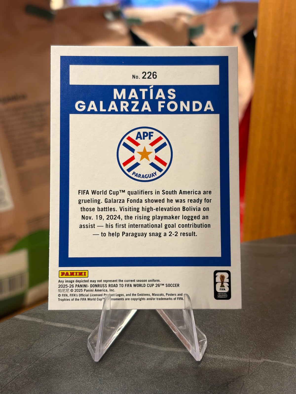 Matías Galarza Fonda — Panini Donruss Road to FIFA World Cup 2026 (No. 226), base