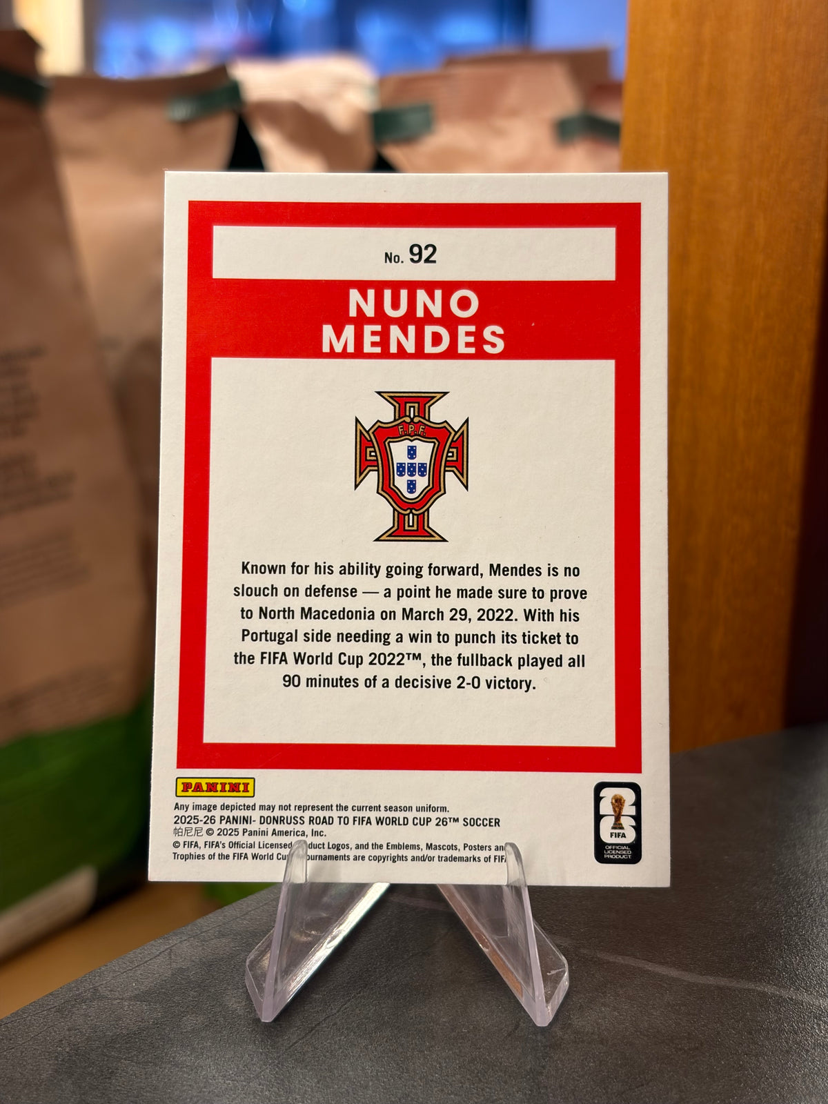 Nuno Mendes — Panini Donruss Road to FIFA World Cup 2026 (No. 92), base