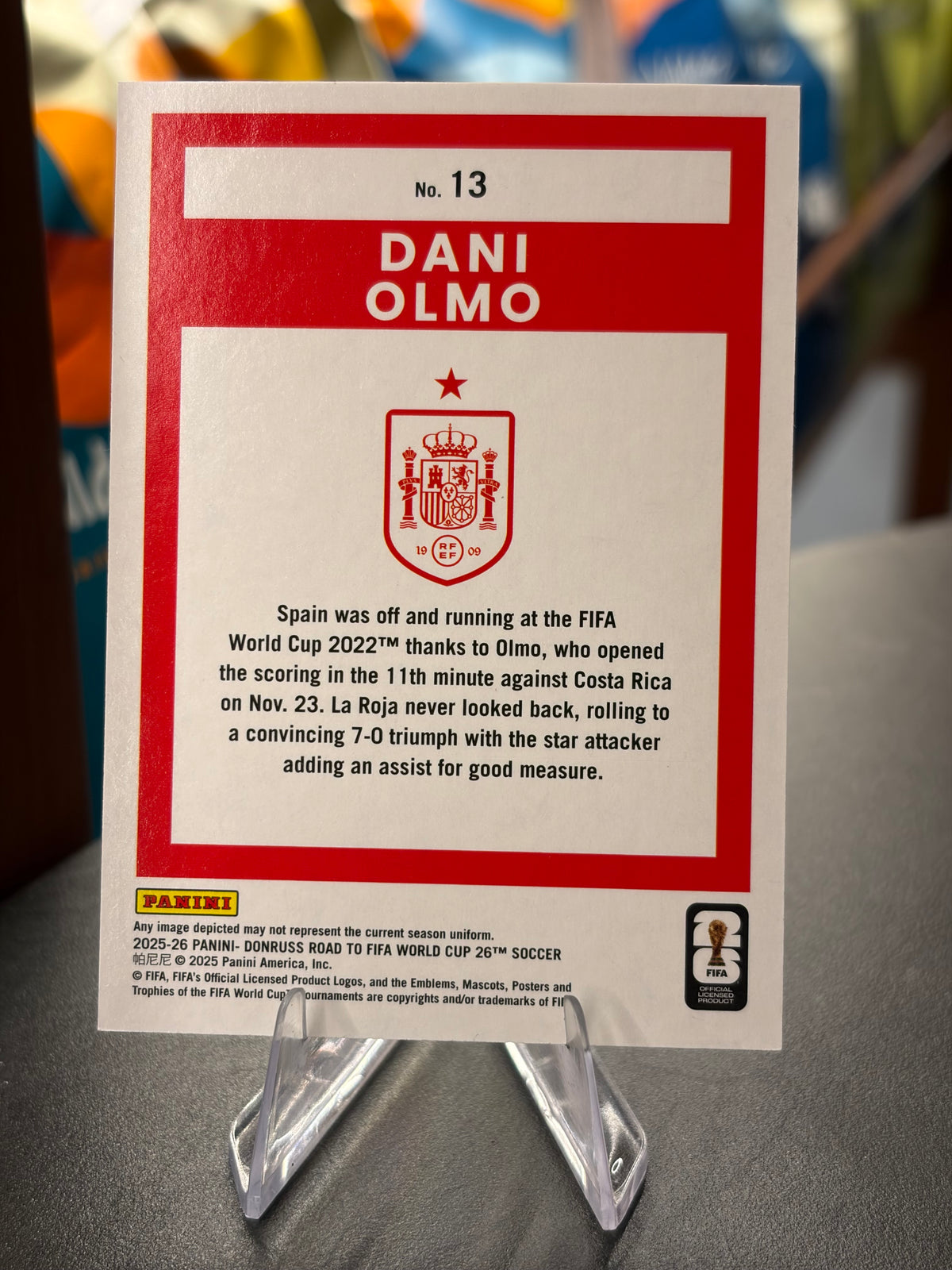 Dani Olmo — Panini Donruss Road to FIFA World Cup 2026 (No. 13), paralela Red Circles 17/20