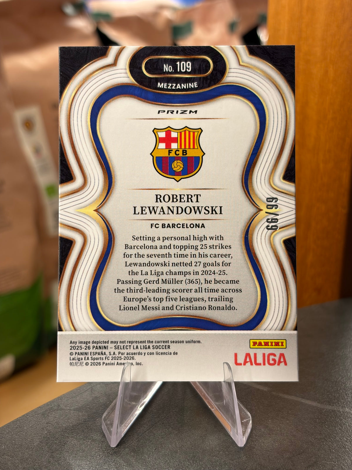 Robert Lewandowski — Panini Select 2025-26 (No. 109), paralela Bronze Checker 66/99
