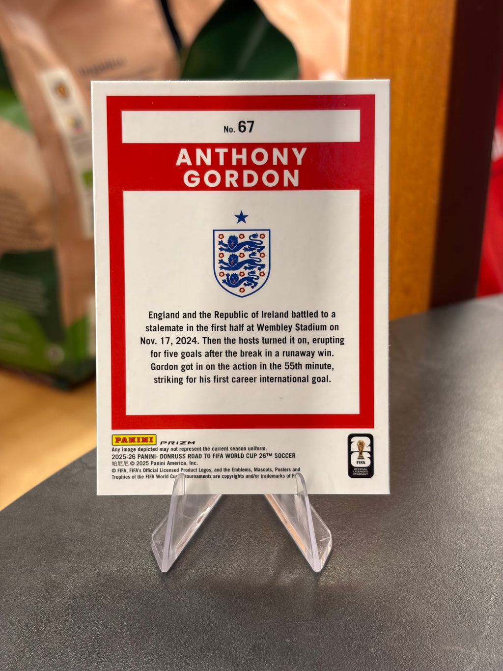 Anthony Gordon — Panini Donruss Optic Road to FIFA World Cup 2026 (No. 67), paralela Cracked Ice
