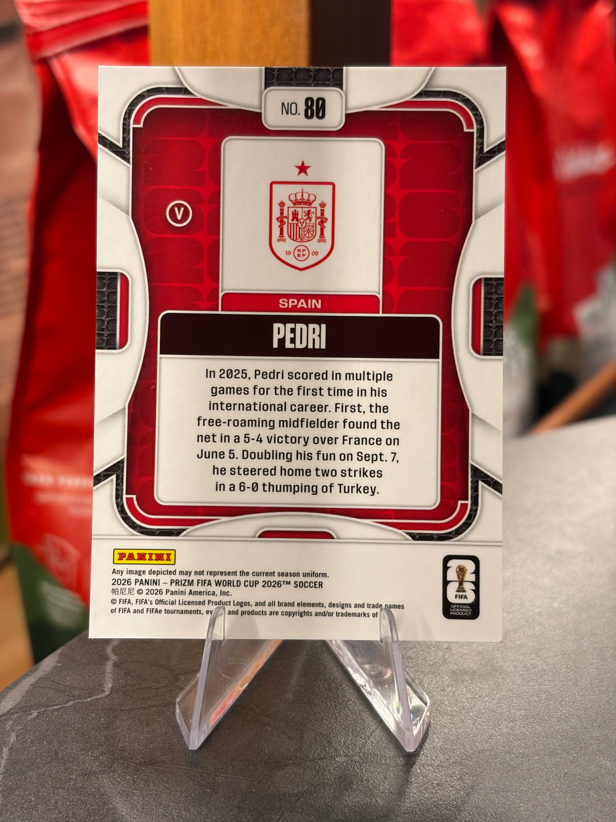 Pedri — Panini Prizm FIFA World Cup 2026 (No. 80), variación SP