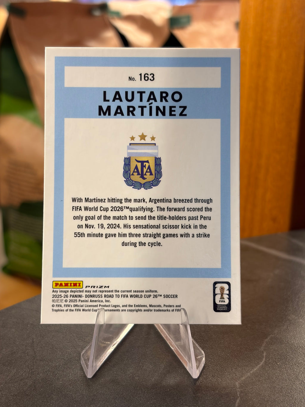 Lautaro Martínez — Panini Donruss Optic Road to FIFA World Cup 2026 (No. 163), paralela Velocity