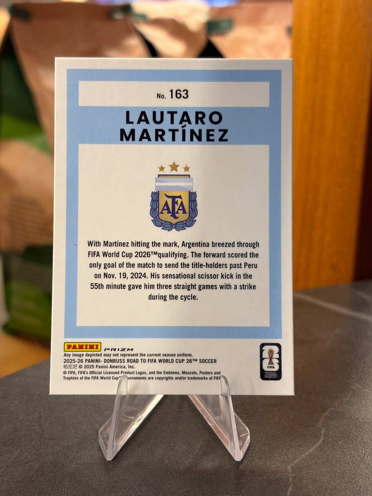 Lautaro Martínez — Panini Donruss Optic Road to FIFA World Cup 2026 (No. 163), paralela Velocity