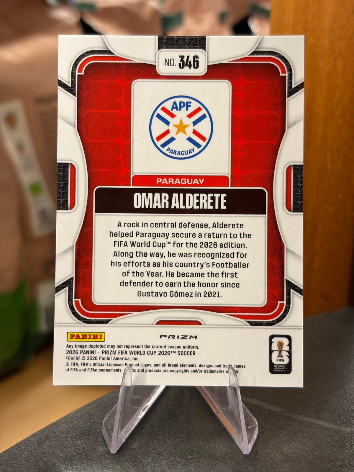 Omar Alderete — Panini Prizm FIFA World Cup 2026 (No. 346), paralela Mojo