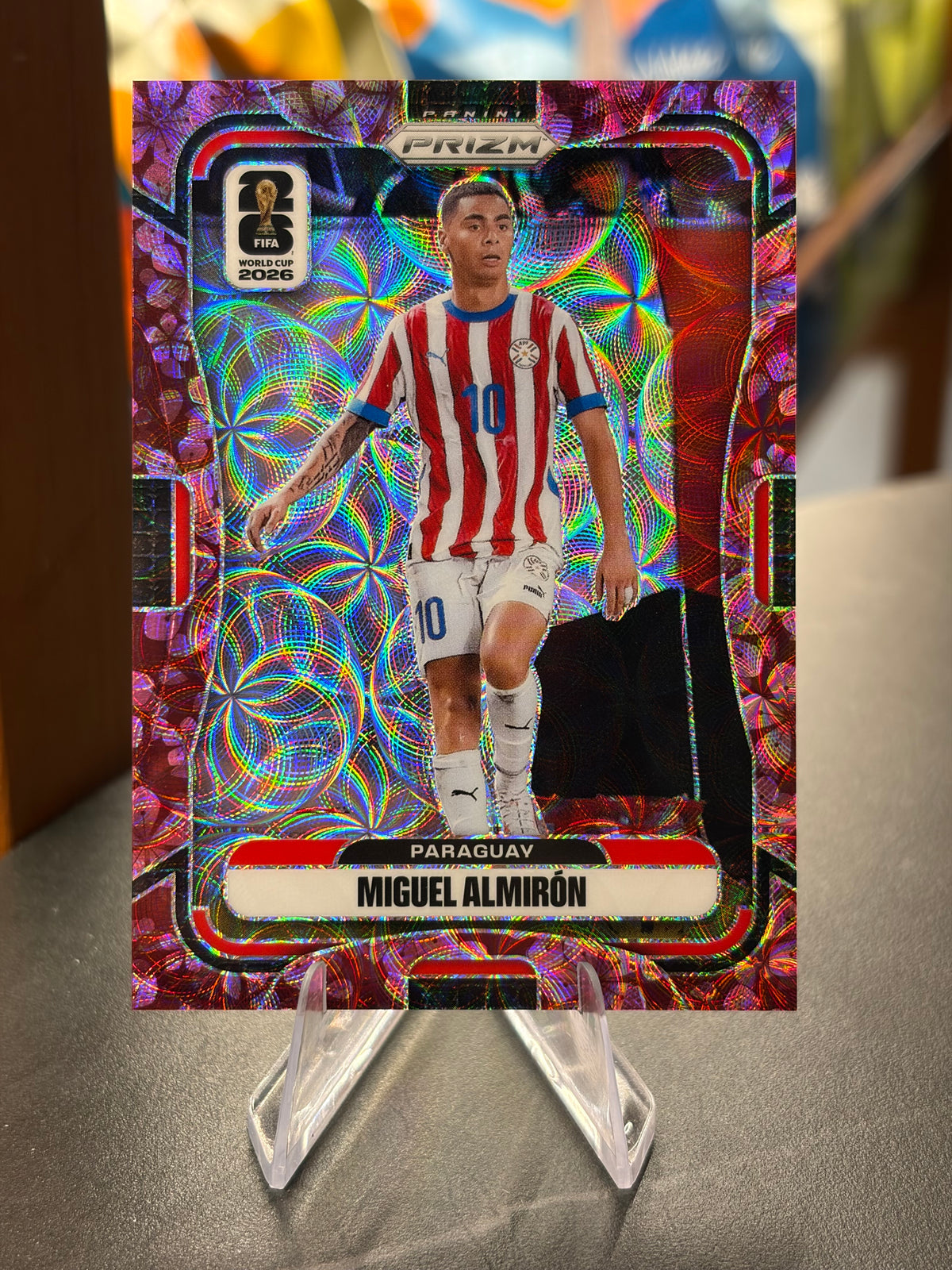 Miguel Almirón — Panini Prizm FIFA World Cup 2026 (No. 345), paralela Plum Blossom 5/8