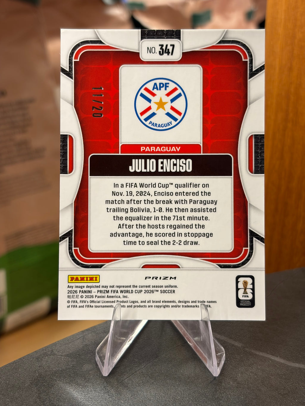 Julio Enciso — Panini Prizm FIFA World Cup 2026 (No. 347), paralela Cherry Blossom 11/20