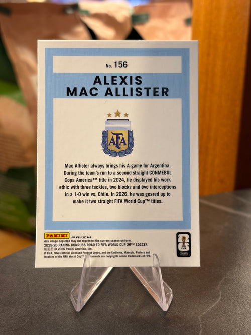 Alexis Mac Allister — Panini Donruss Optic Road to FIFA World Cup 2026 (No. 156), paralela Velocity