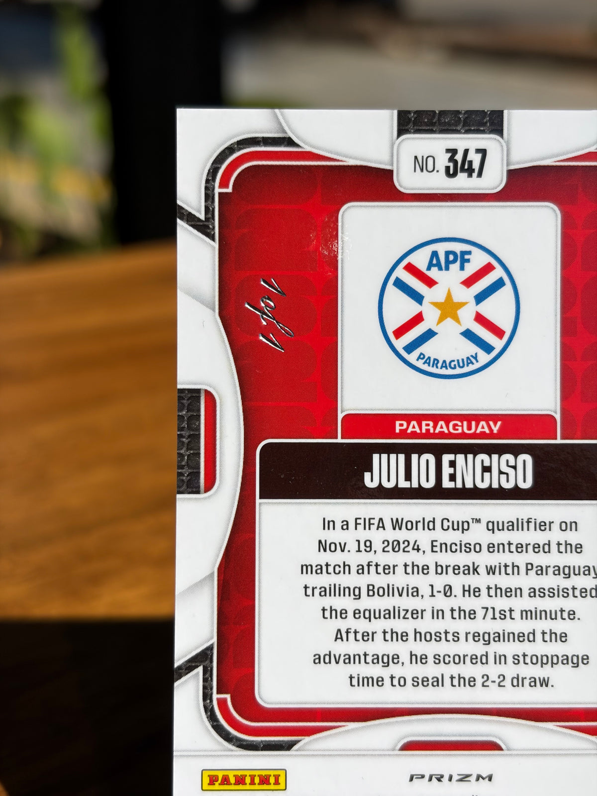 Julio Enciso — Panini Prizm FIFA World Cup 2026 (No. 347), paralela Black Preferred Pulsar 1/1