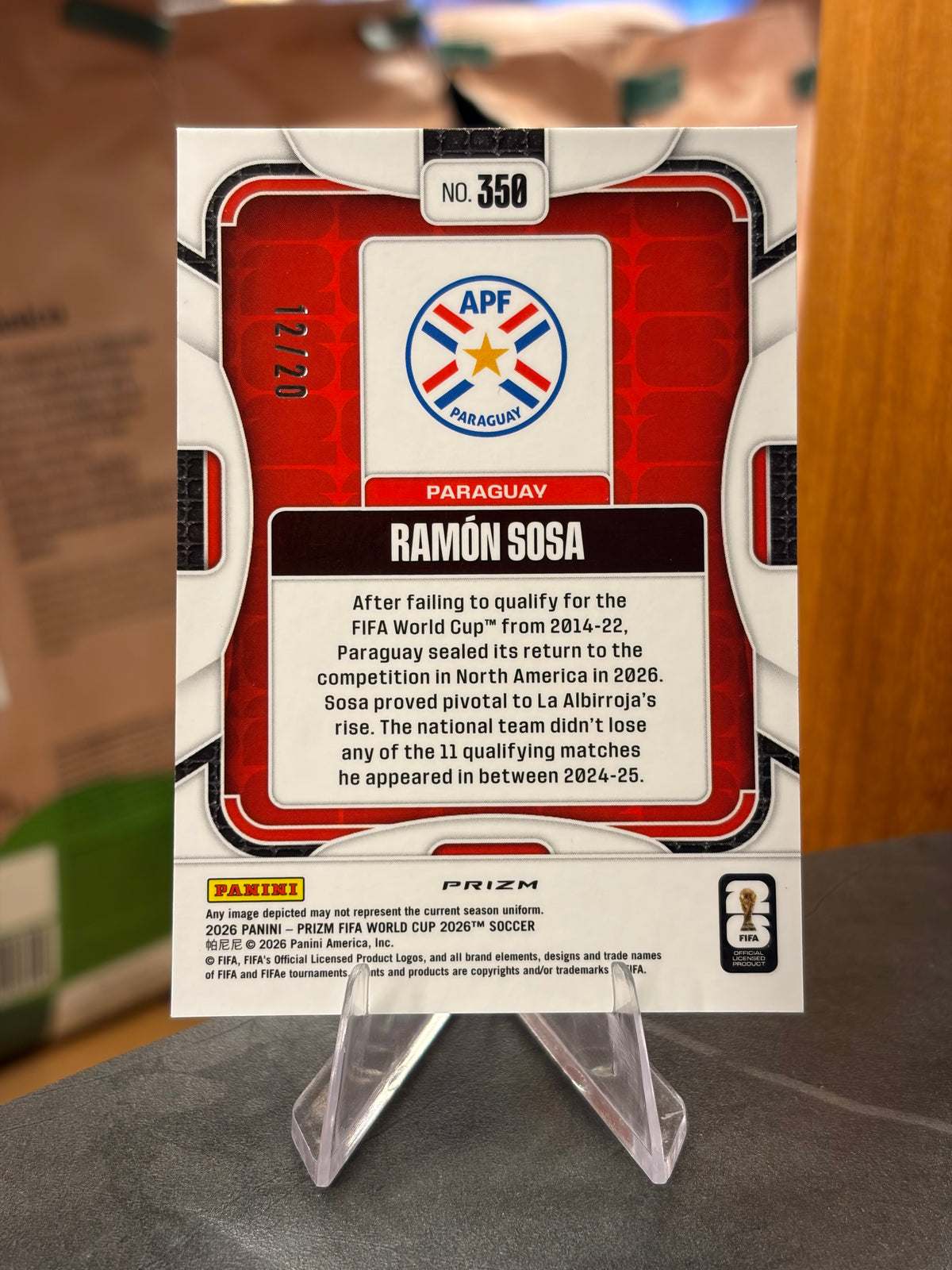 Ramón Sosa — Panini Prizm FIFA World Cup 2026 (No. 350), paralela Cherry Blossom 12/20