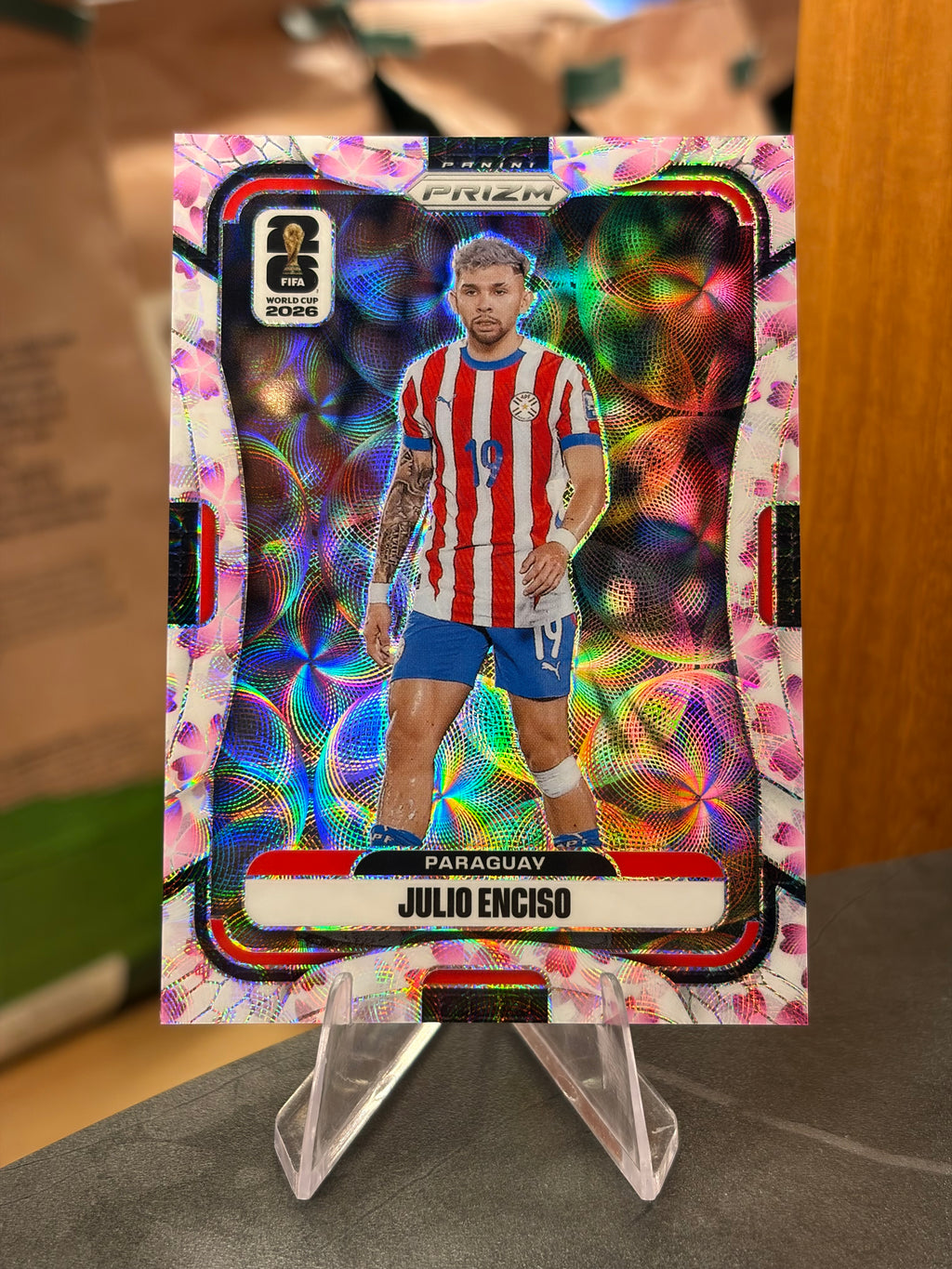 Julio Enciso — Panini Prizm FIFA World Cup 2026 (No. 347), paralela Cherry Blossom 11/20