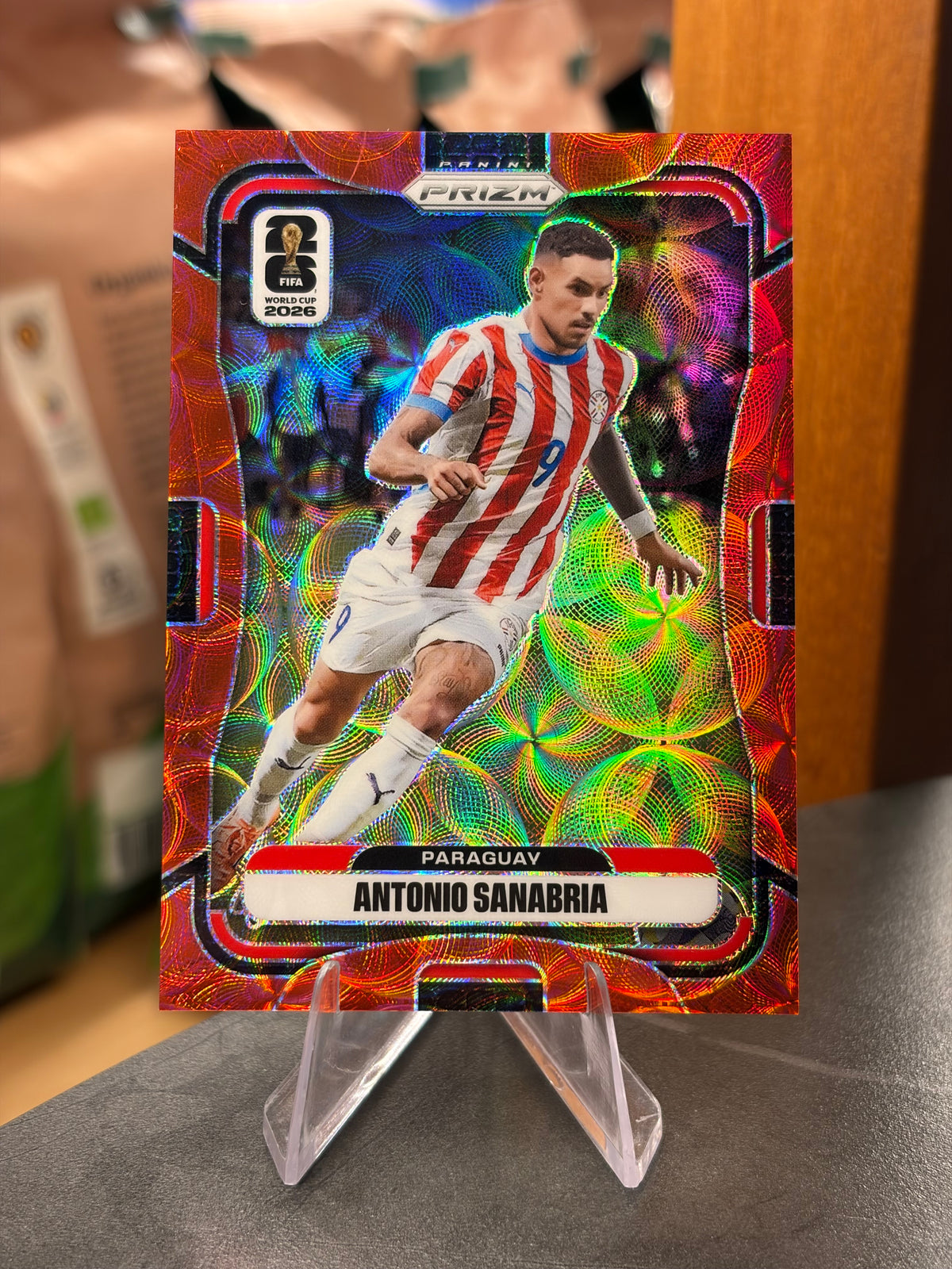Antonio Sanabria — Panini Prizm FIFA World Cup 2026 (No. 344), paralela Choice Red 84/85