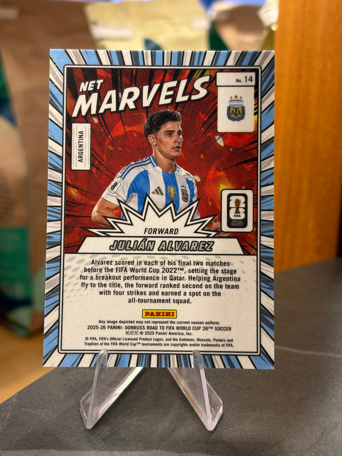 Julián Álvarez — Panini Donruss Road to FIFA World Cup 2026 (No. 14), insert Net Marvels Pink 13/25