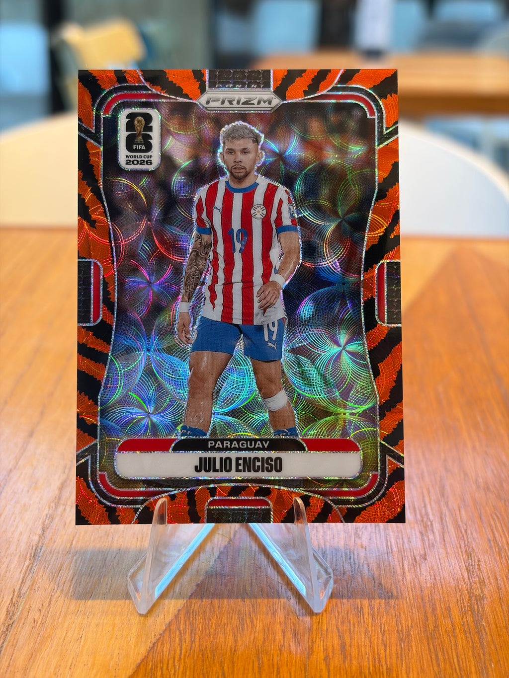 Julio Enciso — Panini Prizm FIFA World Cup 2026 (No. 347), paralela Tiger S