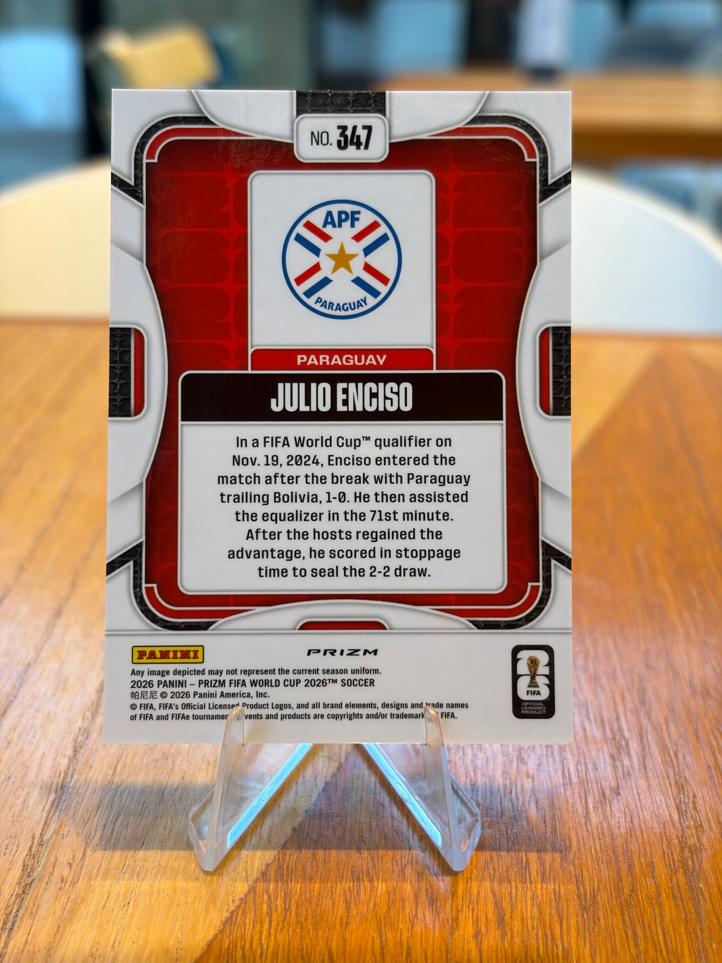 Julio Enciso — Panini Prizm FIFA World Cup 2026 (No. 347), paralela Tiger S