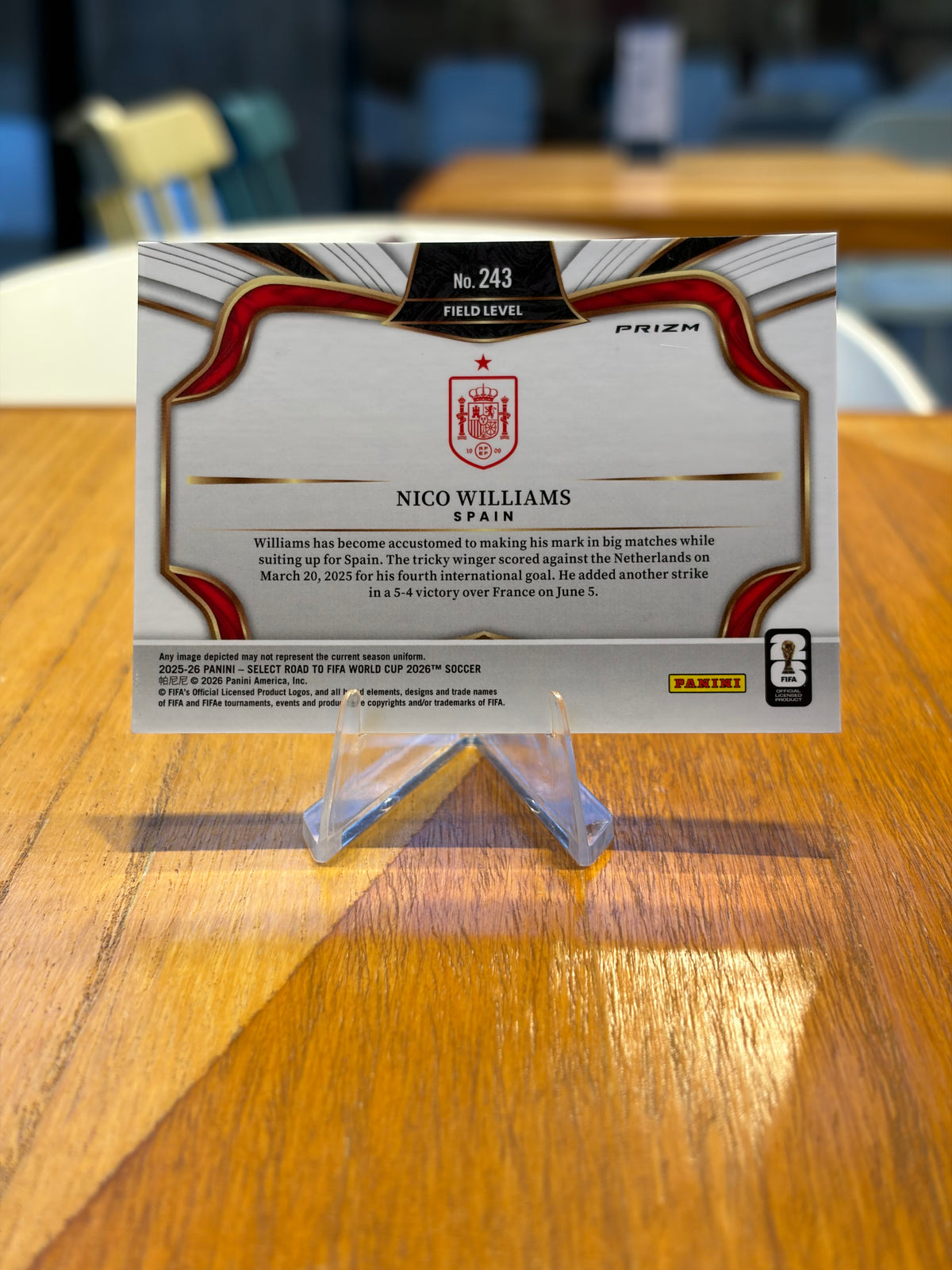 Nico Williams — Panini Select Road to FIFA World Cup 2026 (No. 243), Field Level, paralela violeta