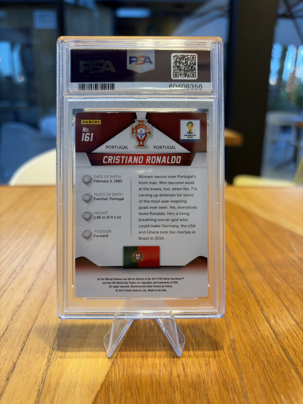 Cristiano Ronaldo — Panini Prizm FIFA World Cup Brasil 2014 (No. 161), PSA 7